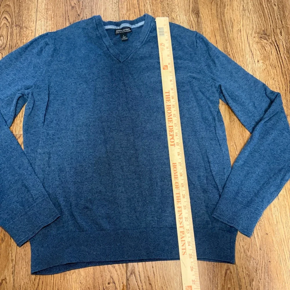 Banana Republic Blue Pima Cotton Cashmere VNeck Sweater Mens Large Knit Pullover